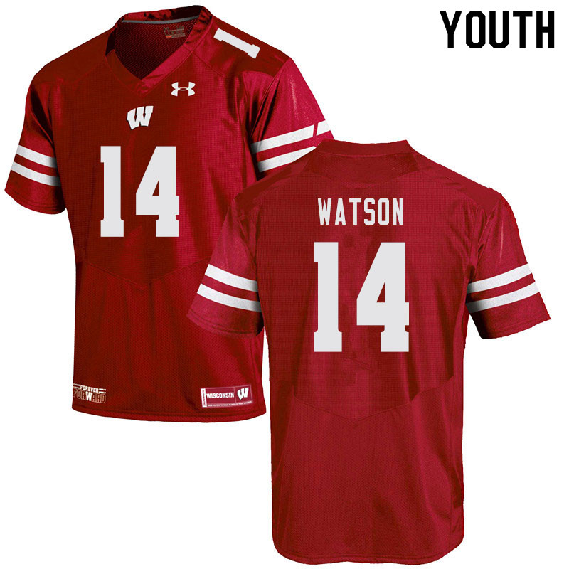 Wisconsin Badgers Youth #14 Nakia Watson NCAA Under Armour Authentic Red College Stitched Football Jersey LR40Y46KQ
